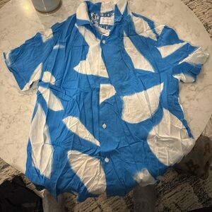 Blue and white button up shirt